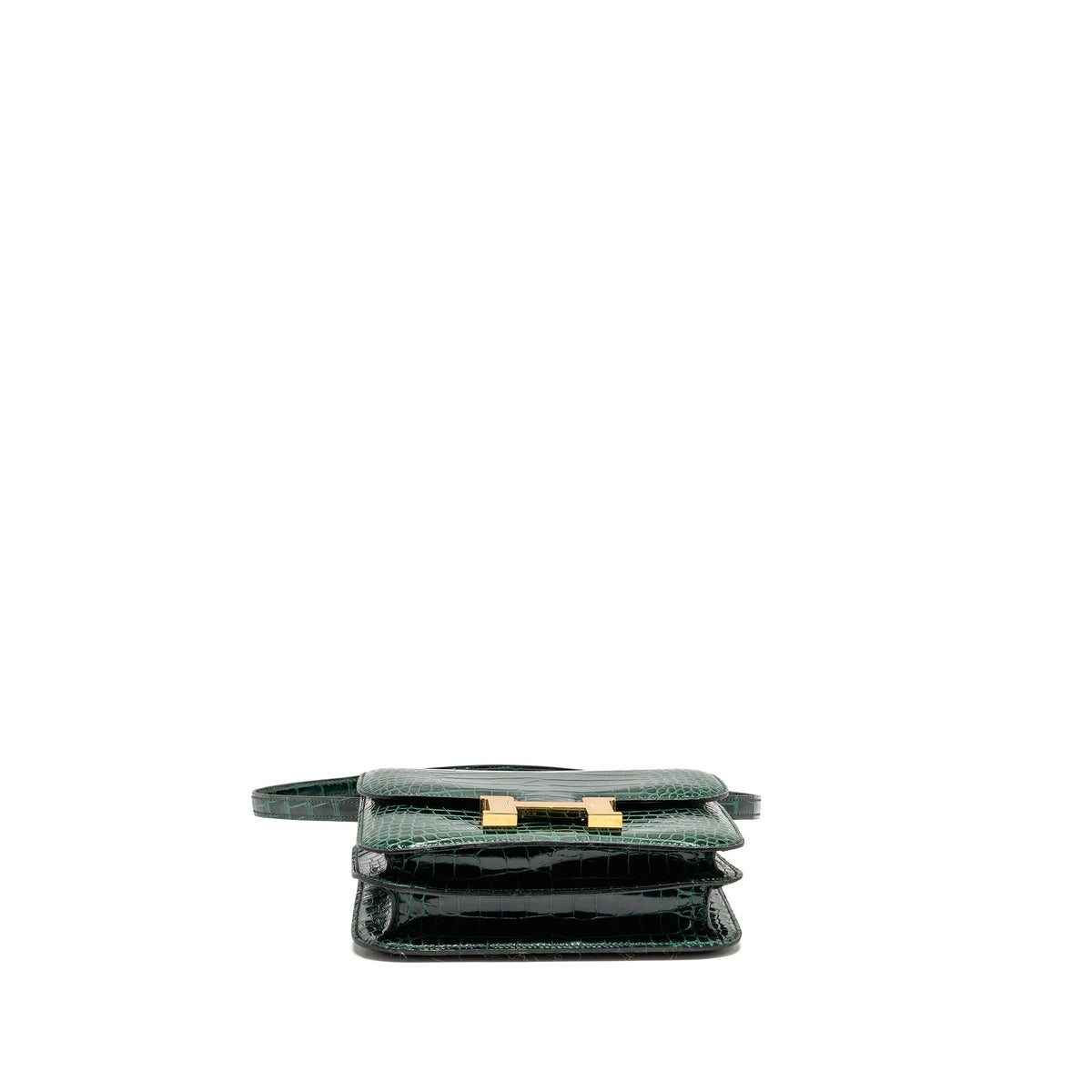 HERMES MINI CONSTANCE SHINY ALLIGATOR MISSISSIPPIENSIS VERT FONCE GHW