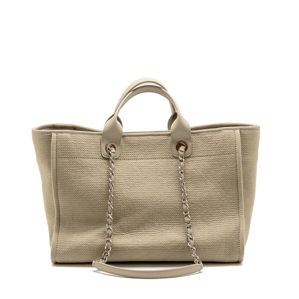 Chanel Large Deauville Tote Bag Canvas/Leather Grey SHW (Microchip)