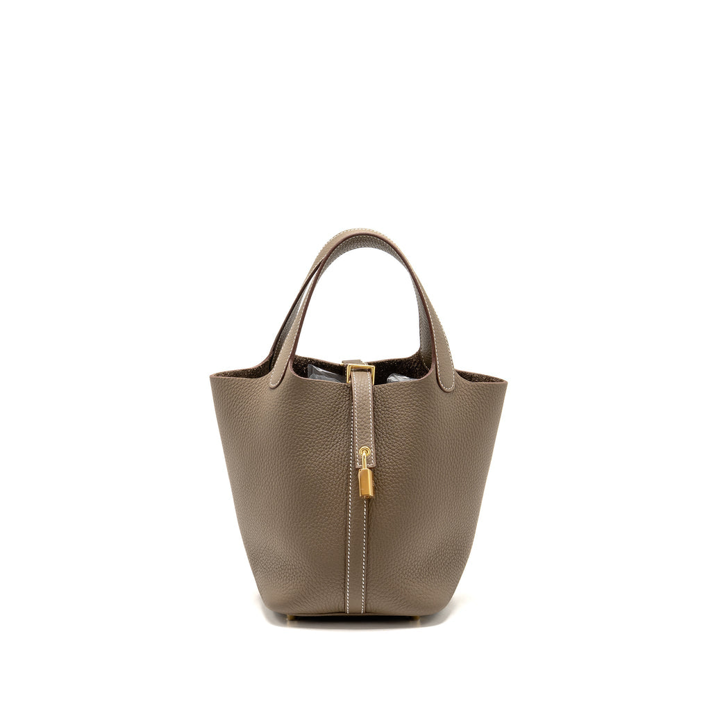 Hermes picotin 18 lock bag clemence etoupe GHW