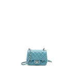 CHANEL MINI SQUARE FLAP BAG LAMBSKIN LIGHT BLUE SHW (MICROCHIP)