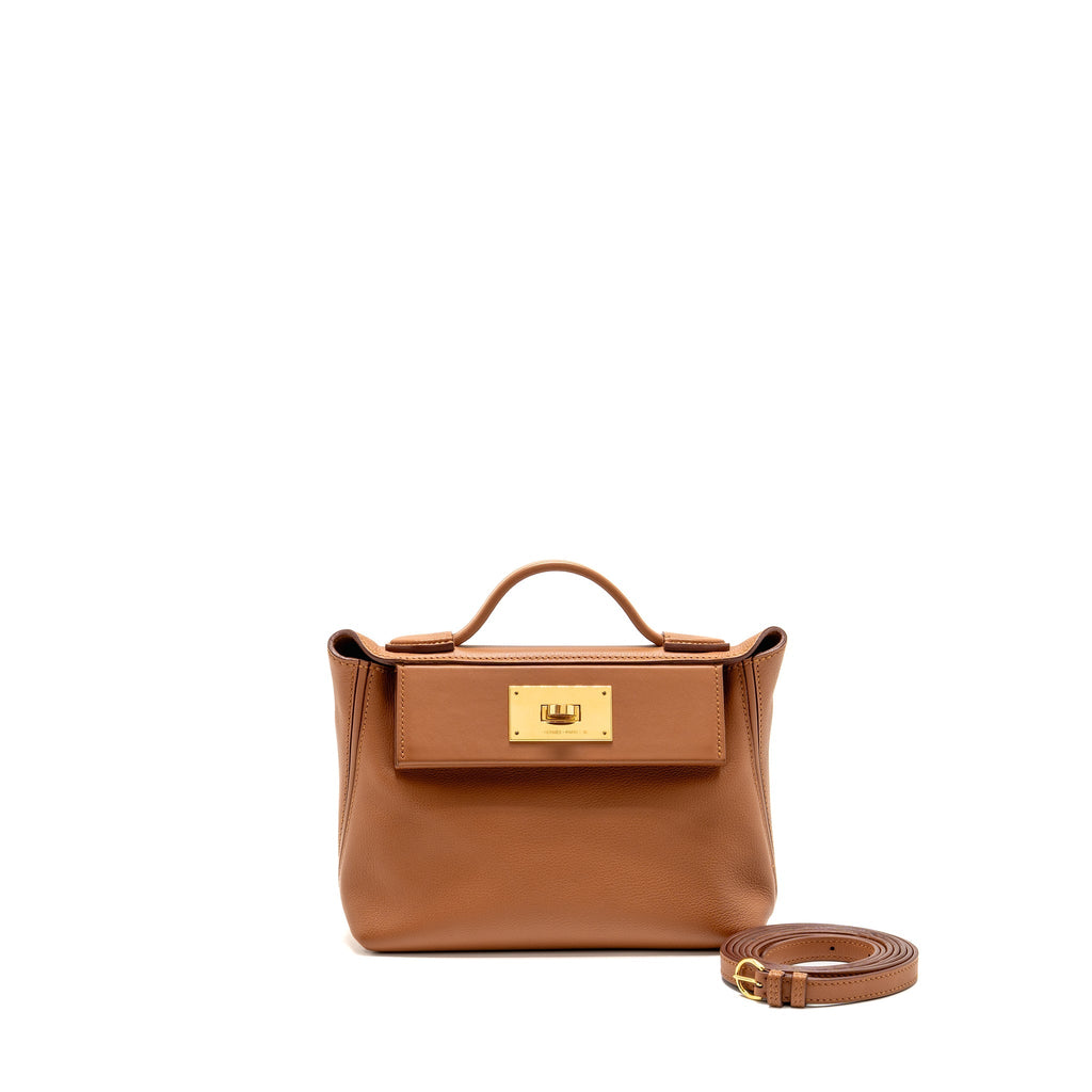 Hermes mini 24/24 2424-21 bag evercolor gold GHW