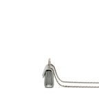 CHANEL TOP HANDLE MINI FLAP BAG WITH CHAIN LAMBSKIN SILVER SHW (MICROCHIP)