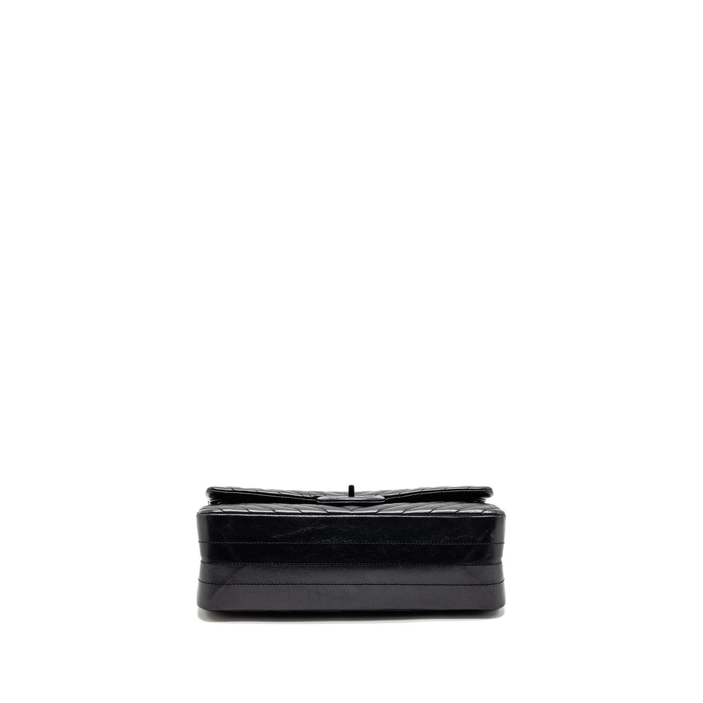 CHANEL SMALL 2.55 REISSUE DOUBLE FLAP BAG CHEVRON AGED CALFSKIN SO BLACK