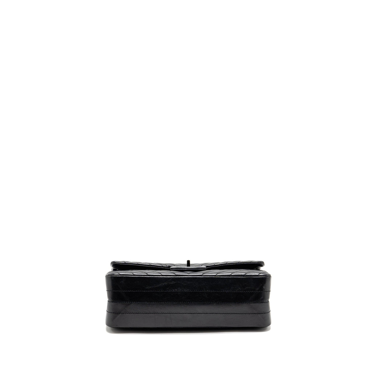 CHANEL SMALL 2.55 REISSUE DOUBLE FLAP BAG CHEVRON AGED CALFSKIN SO BLACK