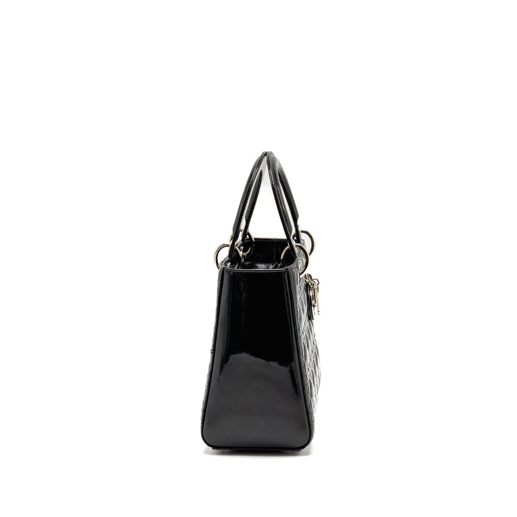 DIOR MEDIUM LADY DIOR PATENT BLACK SHW
