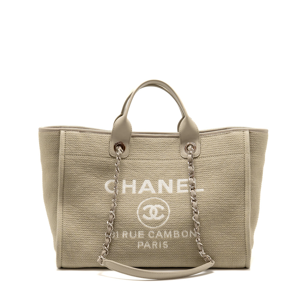 Chanel Large Deauville Tote Bag Canvas/Leather Grey SHW (Microchip)