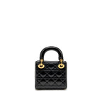 DIOR MINI LADY DIOR PATENT BLACK GHW