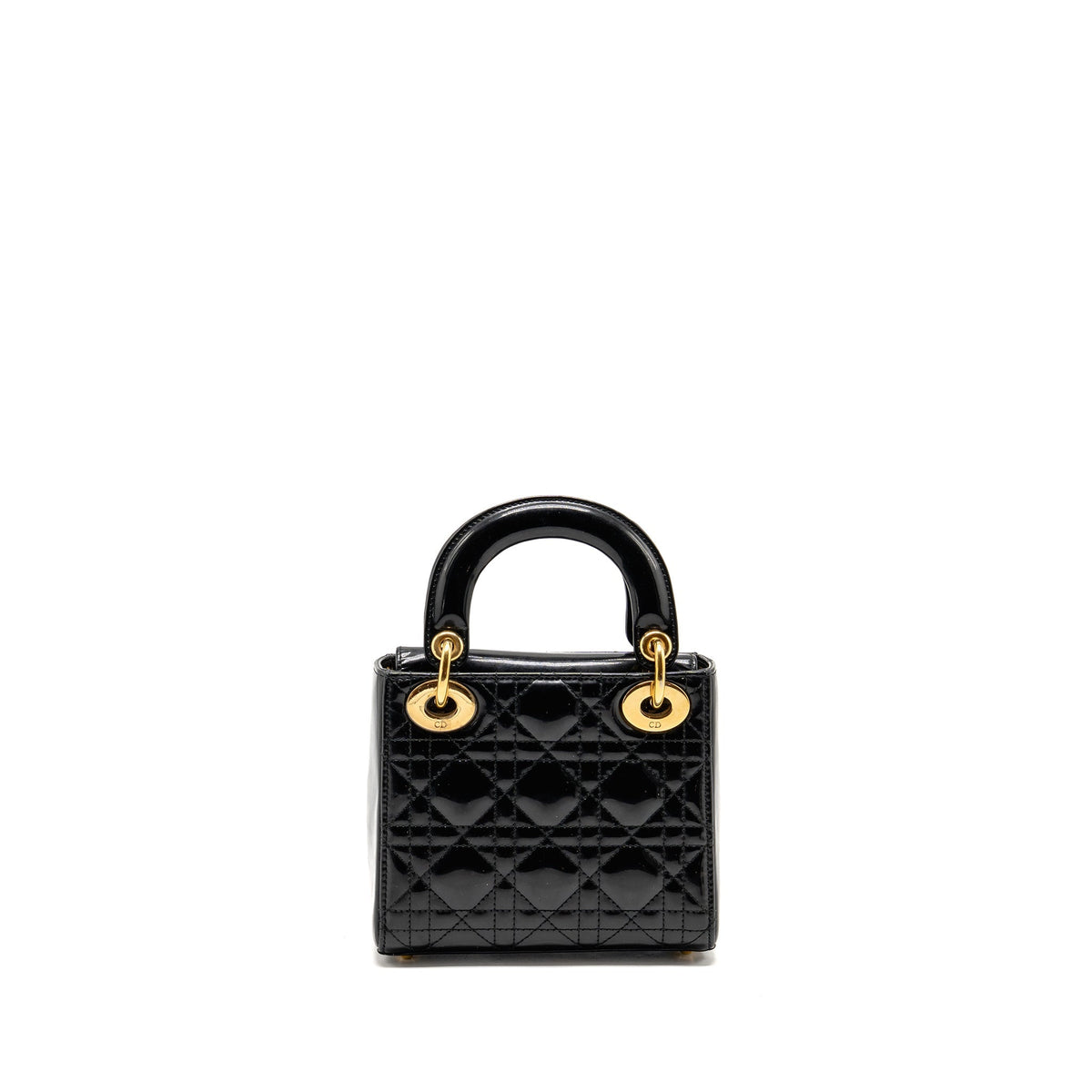 DIOR MINI LADY DIOR PATENT BLACK GHW