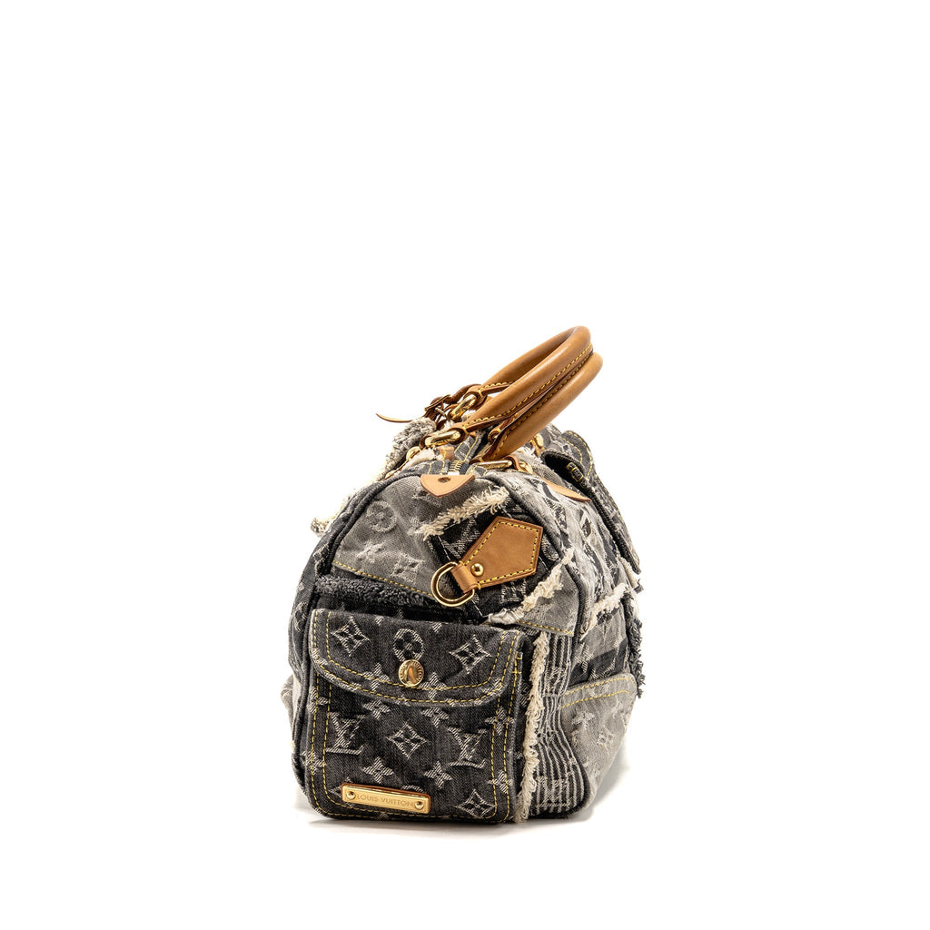 Louis Vuitton speedy 30 denim patchwork grey GHW