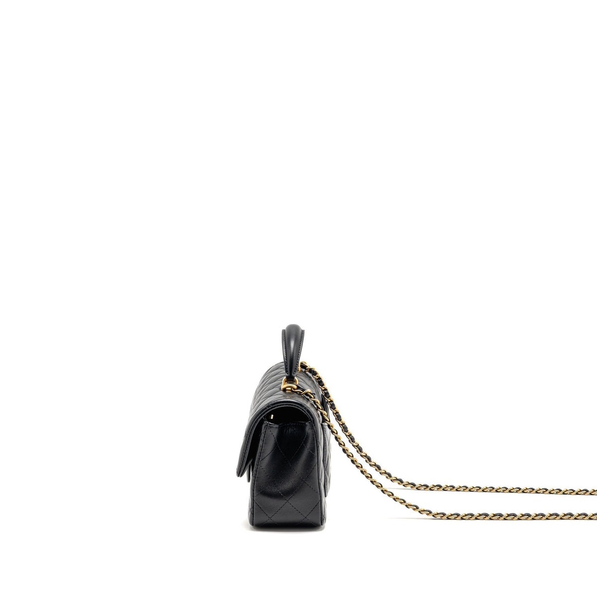 CHANEL TOP HANDLE MINI RECTANGULAR LAMBSKIN BLACK GHW (MICROCHIP)