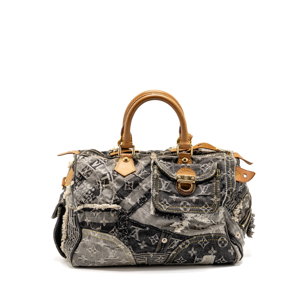 Louis Vuitton speedy 30 denim patchwork grey GHW