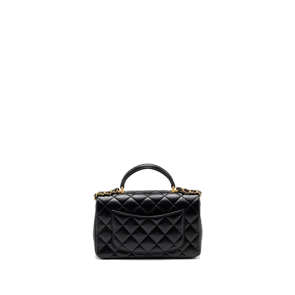 CHANEL TOP HANDLE MINI RECTANGULAR LAMBSKIN BLACK GHW (MICROCHIP)