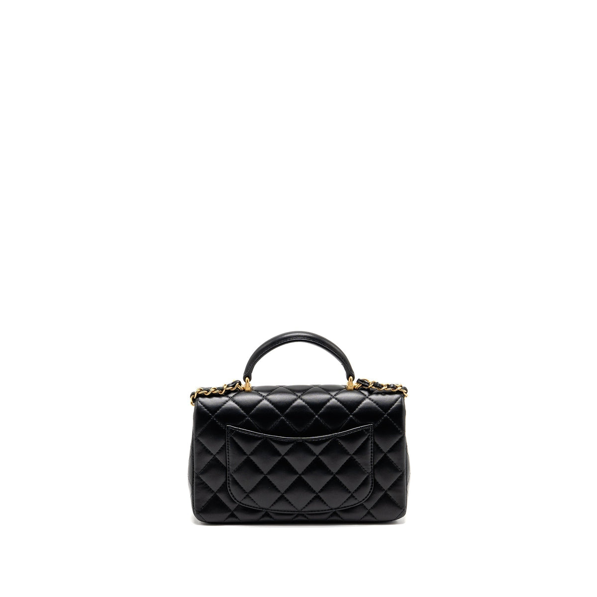 CHANEL TOP HANDLE MINI RECTANGULAR LAMBSKIN BLACK GHW (MICROCHIP)