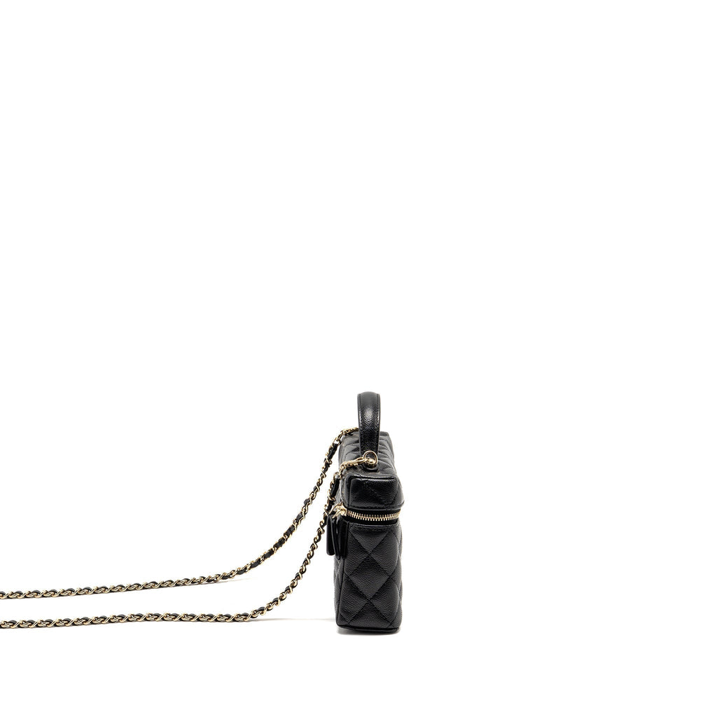 CHANEL 25P CC TOP HANDLE VANITY BAG CAVIAR BLACK LGHW (MICROCHIP)