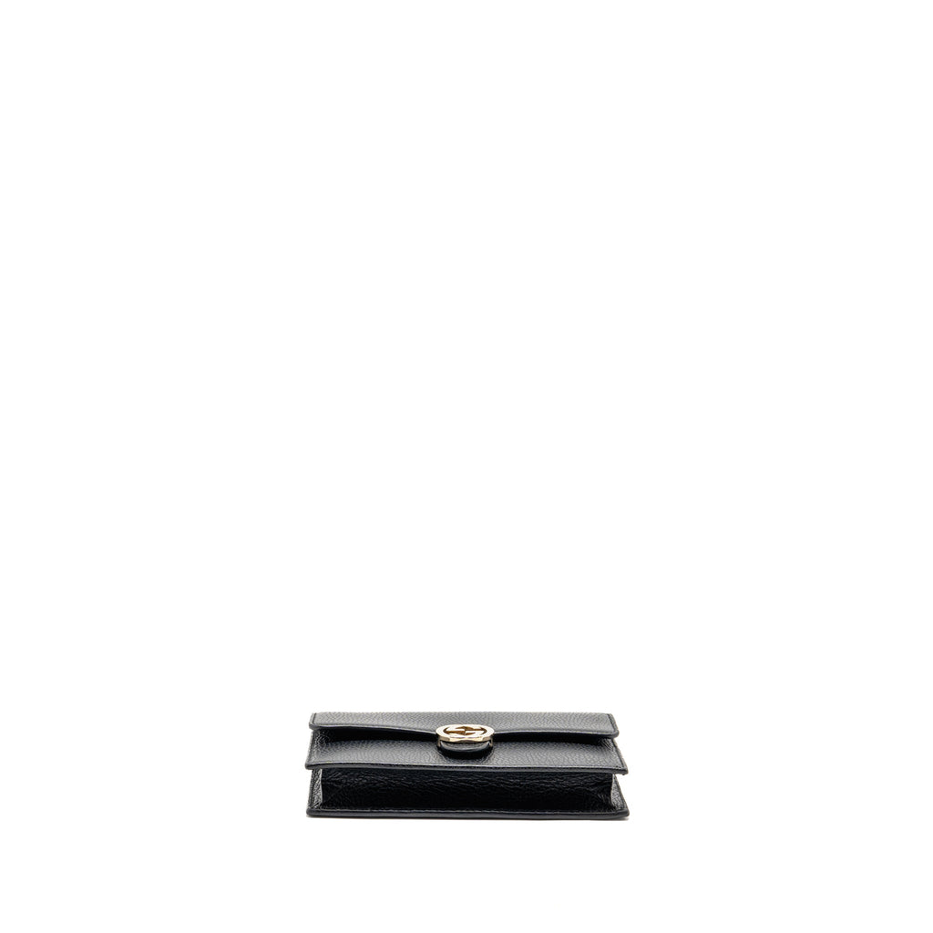 GUCCI INTERLOCKING CHAIN WALLET CALFSKIN BLACK GHW