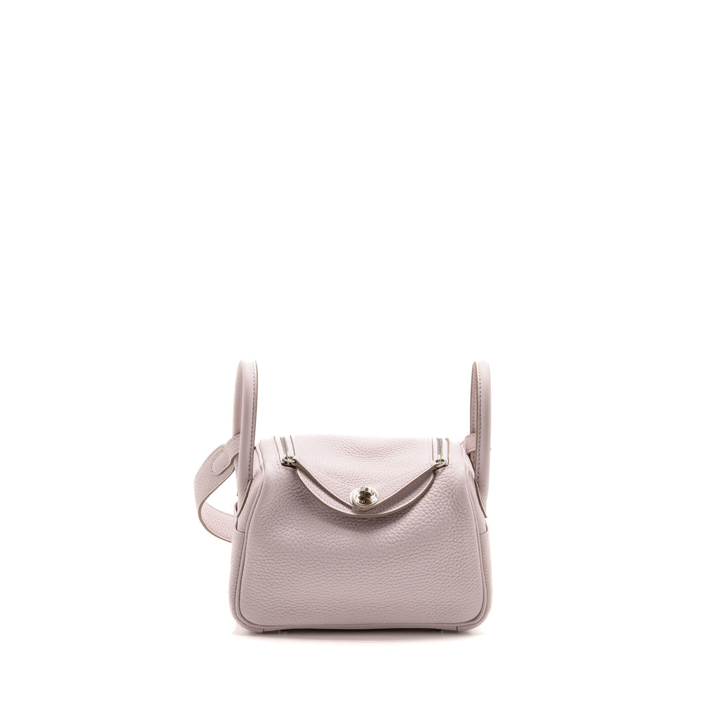 Hermes Mini Lindy clemence Mauve Pale SHW