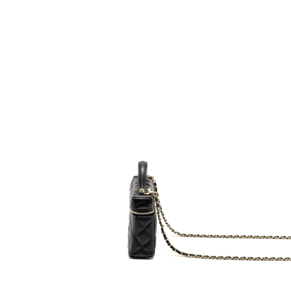 CHANEL 25P CC TOP HANDLE VANITY BAG CAVIAR BLACK LGHW (MICROCHIP)