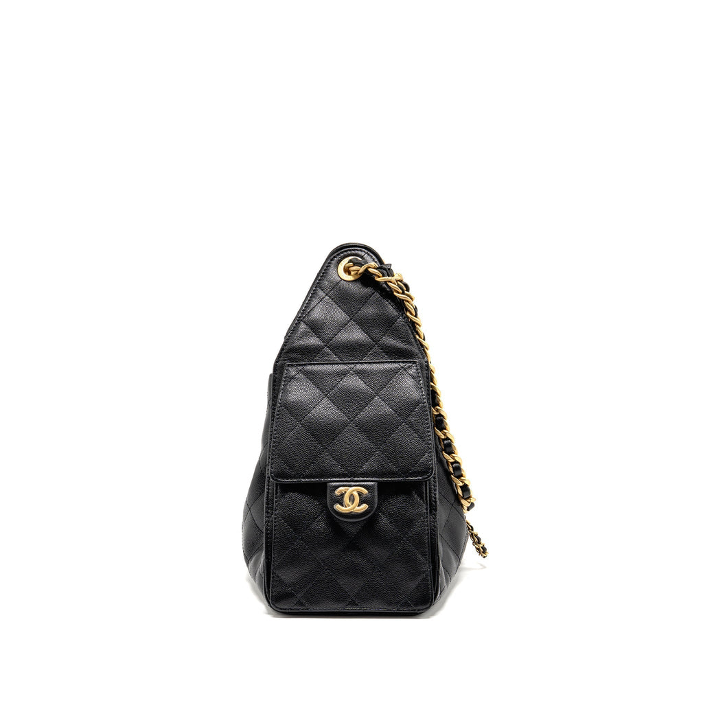 CHANEL SMALL 25 BAG CAVIAR BLACK GHW (MICROCHIP)