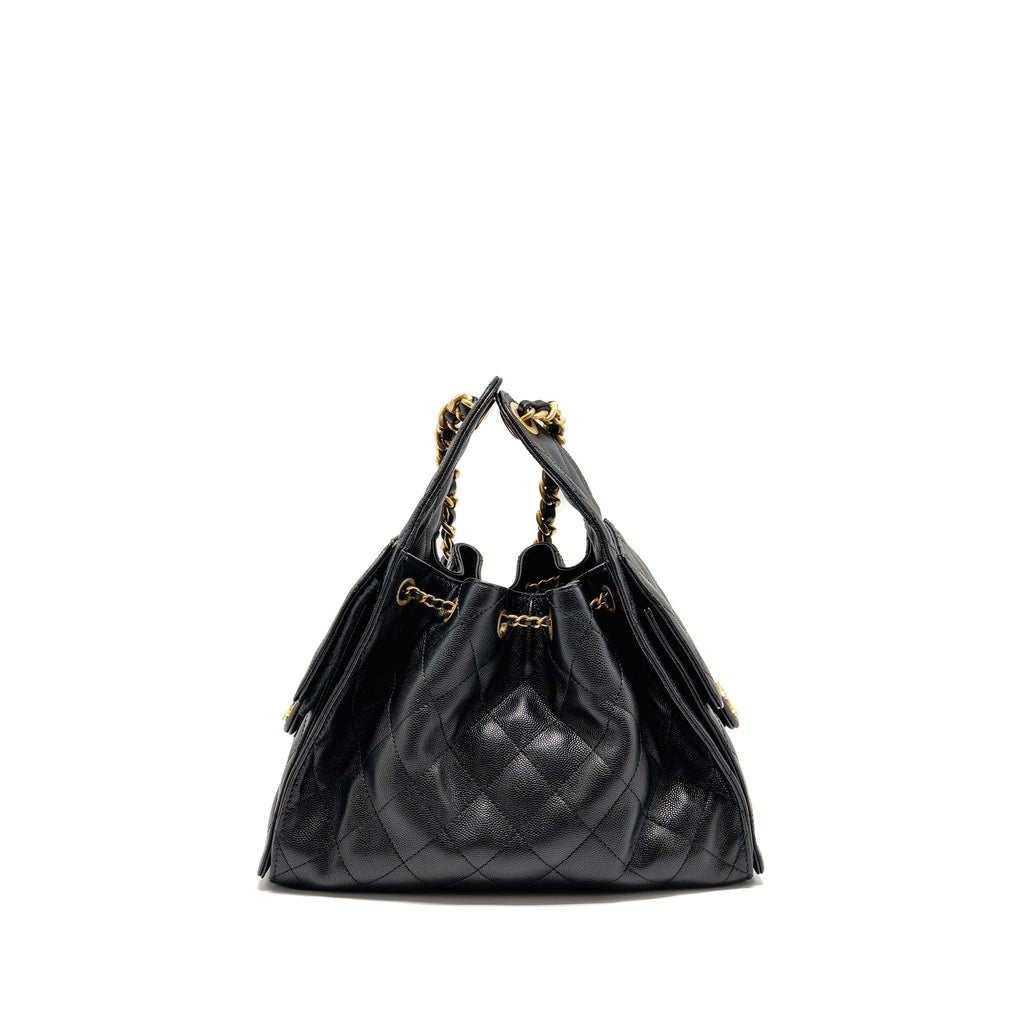CHANEL SMALL 25 BAG CAVIAR BLACK GHW (MICROCHIP)
