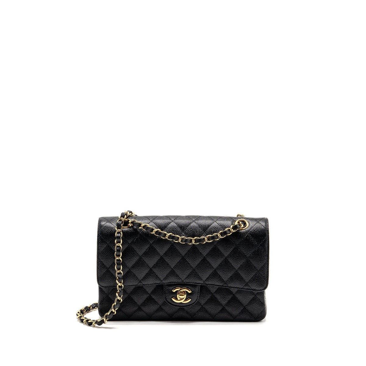 CHANEL MEDIUM CLASSIC DOUBLE FLAP BAG CAVIAR BLACK GHW
