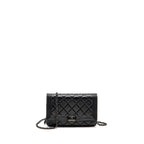 CHANEL BOY WALLET ON CHAIN CALFSKIN BLACK WITH BLACK HARDWARE