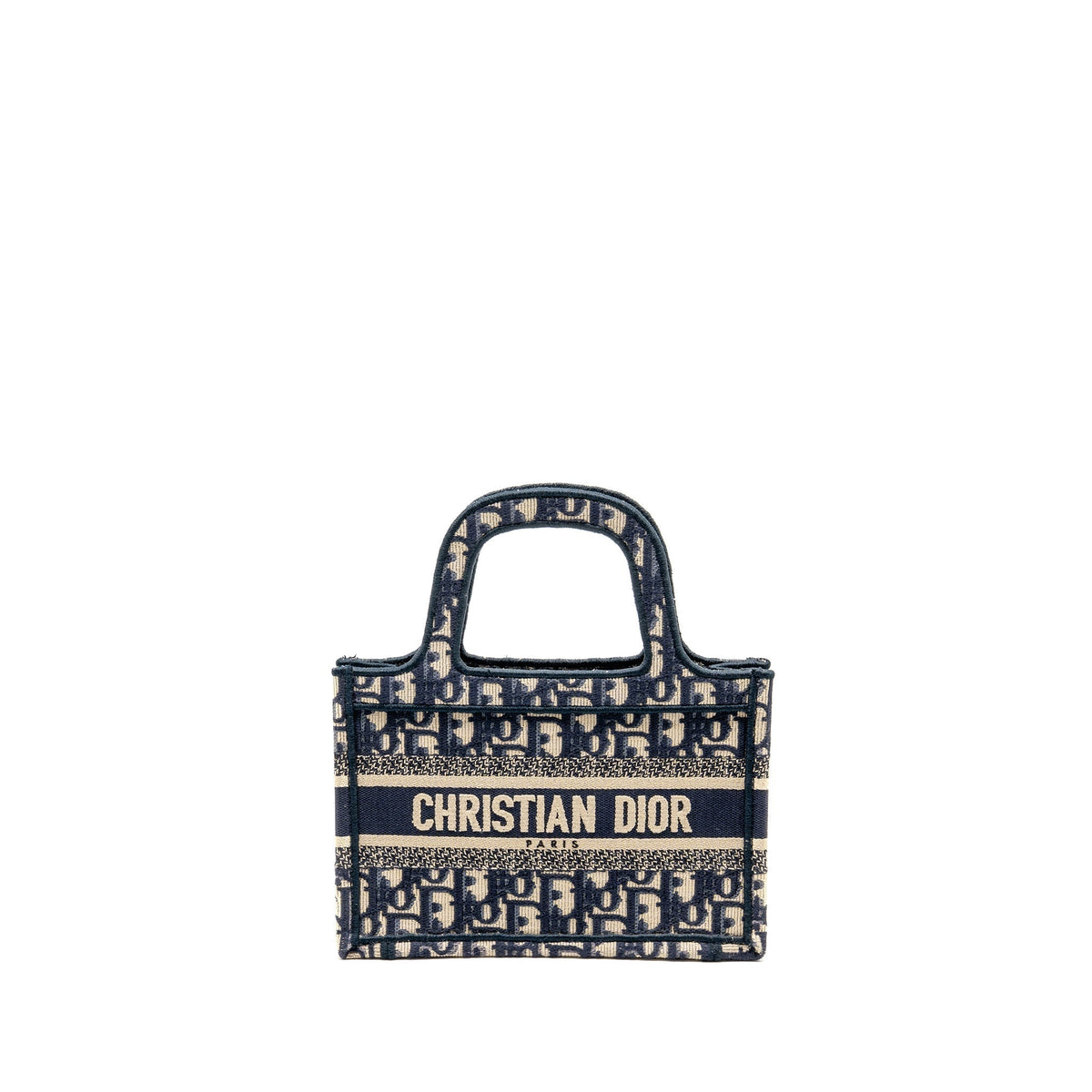 DIOR MINI BOOK TOTE OBLIQUE EMBROIDERY BLUE