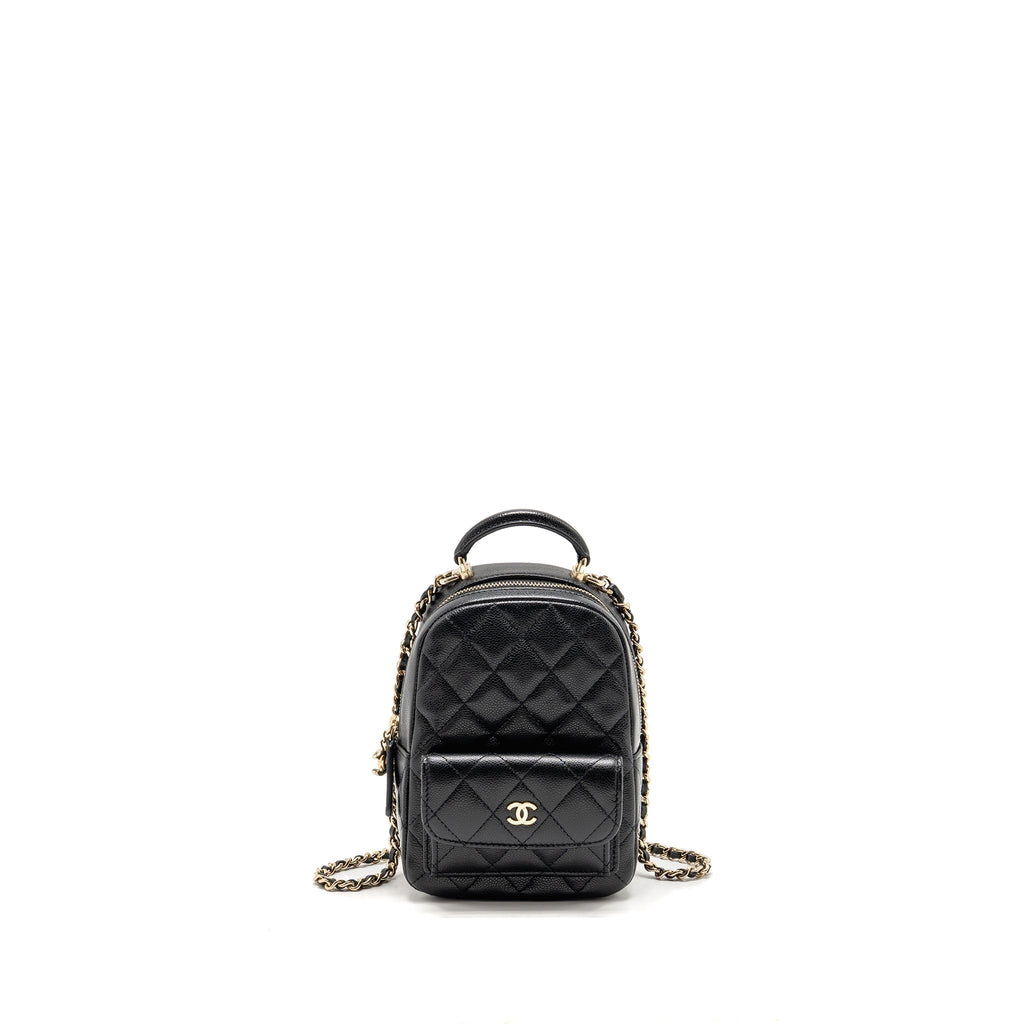 CHANEL MINI BACKPACK / CROSSBODY BAG CAVIAR BLACK LGHW (MICROCHIP)