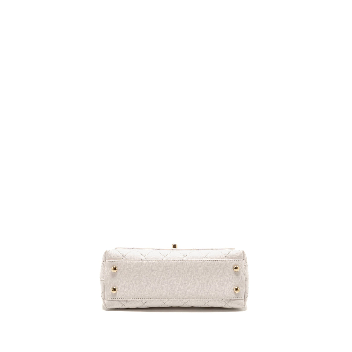 CHANEL SMALL COCO HANDLE CAVIAR WHITE LGHW (MICROCHIP)