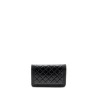 CHANEL BOY WALLET ON CHAIN CALFSKIN BLACK WITH BLACK HARDWARE