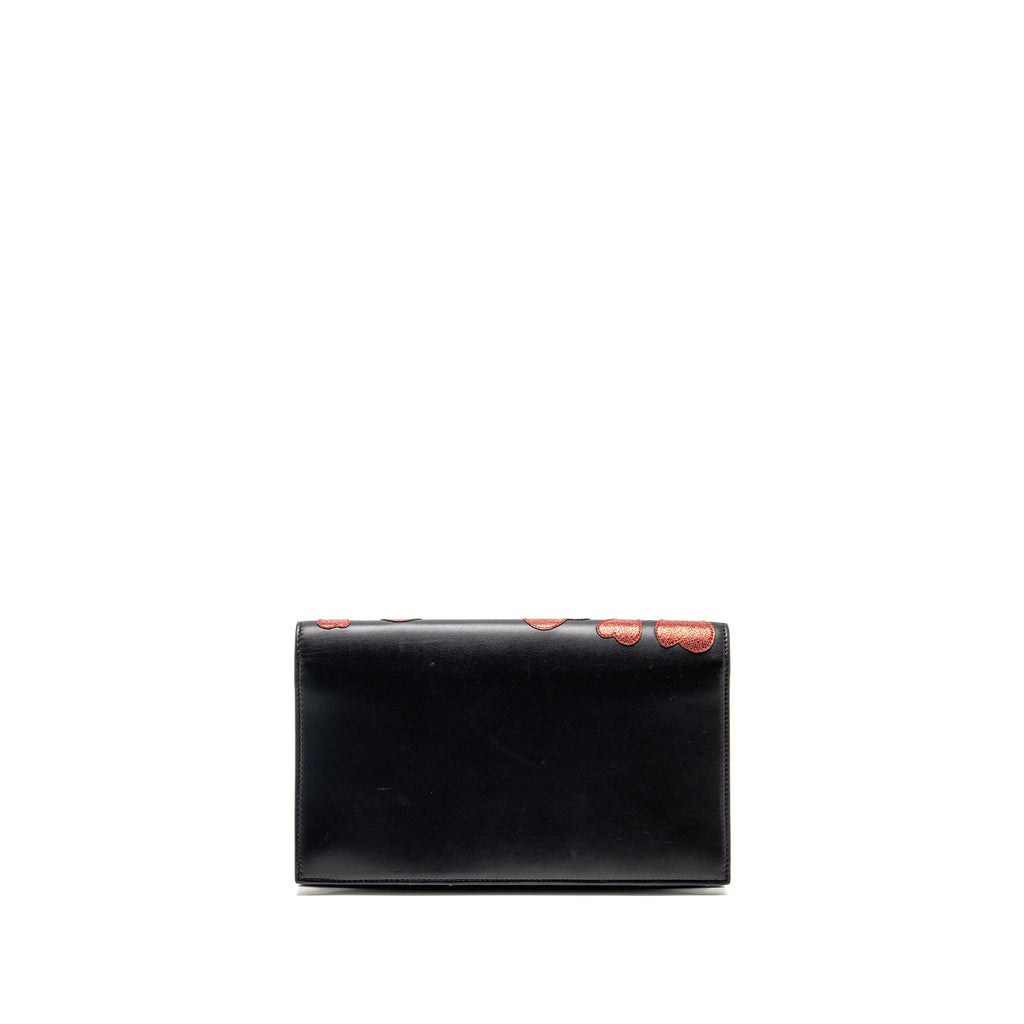 Saint Laurent/YSL Small Hearts Kate Clutch Calfskin Black/Metallic Red GHW
