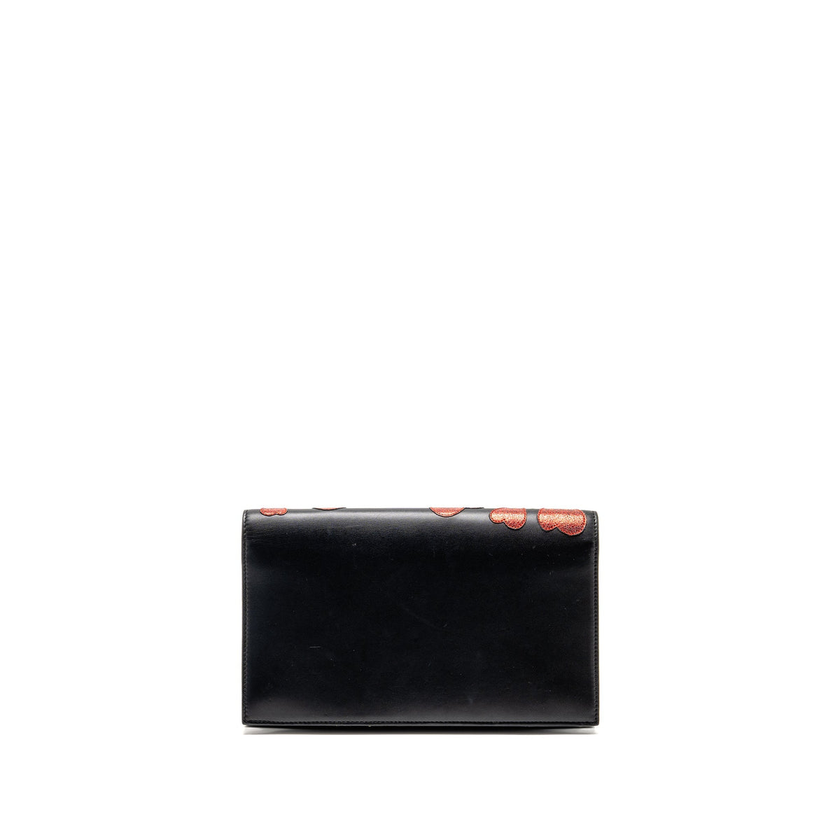 Saint Laurent/YSL Small Hearts Kate Clutch Calfskin Black/Metallic Red GHW