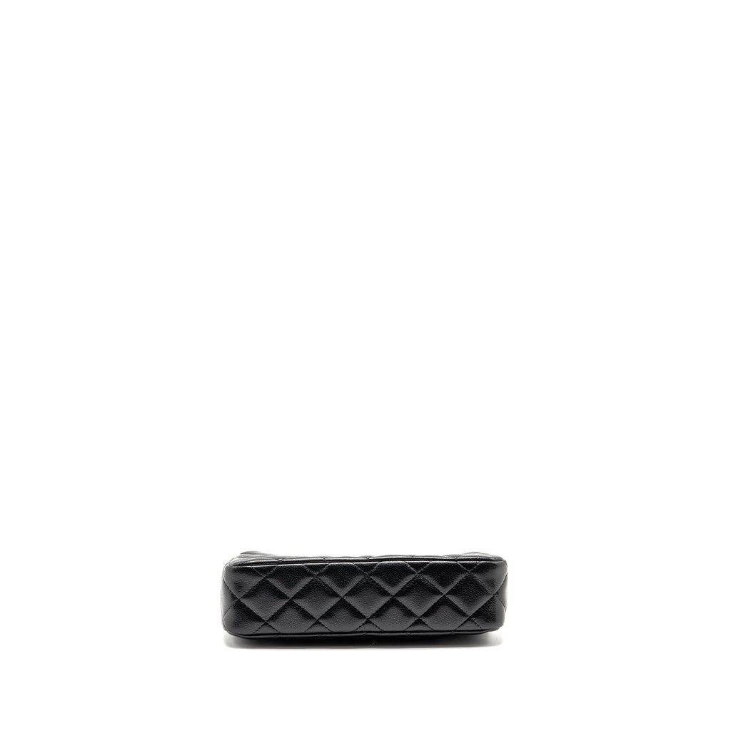 CHANEL 25A ZIP CLUTCH WITH CHAIN CAVIAR BLACK LGHW (MICROCHIP)
