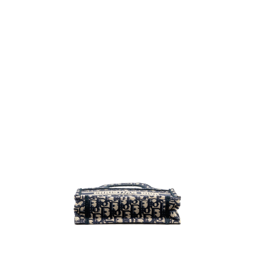 DIOR MINI BOOK TOTE OBLIQUE EMBROIDERY BLUE