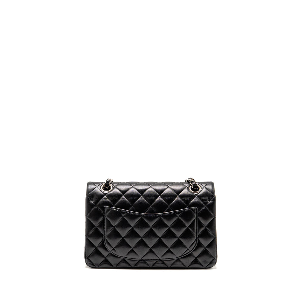 CHANEL SMALL CLASSIC DOUBLE FLAP BAG LAMBSKIN BLACK SHW