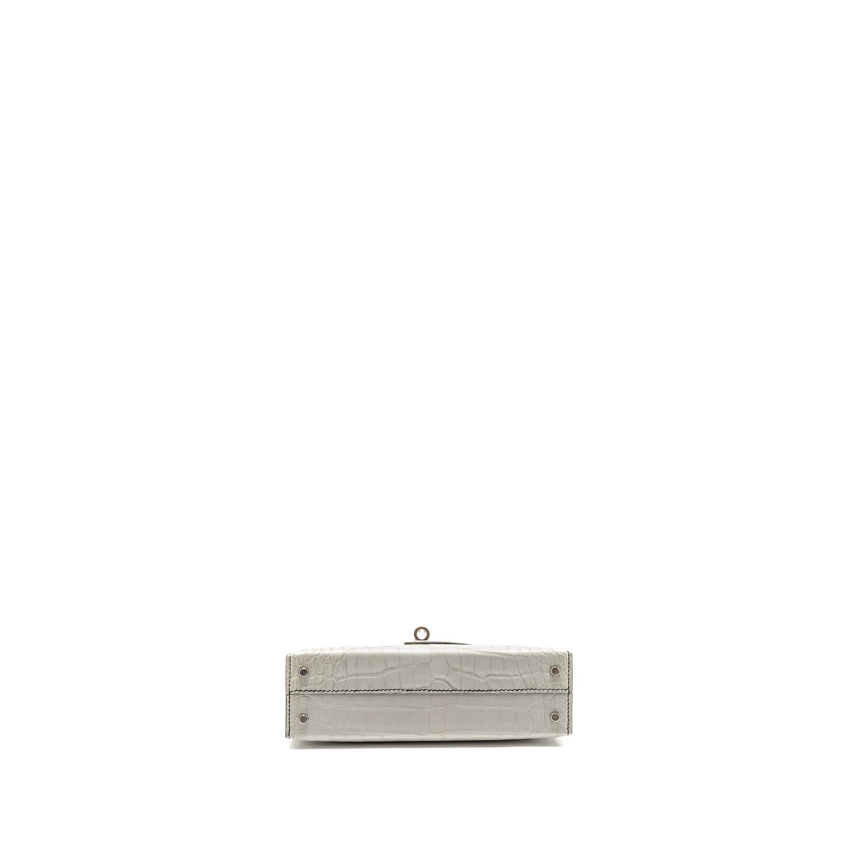 Hermes Mini Kelly II Alligator Mississippiensis Matt Gris Perle / black SHW