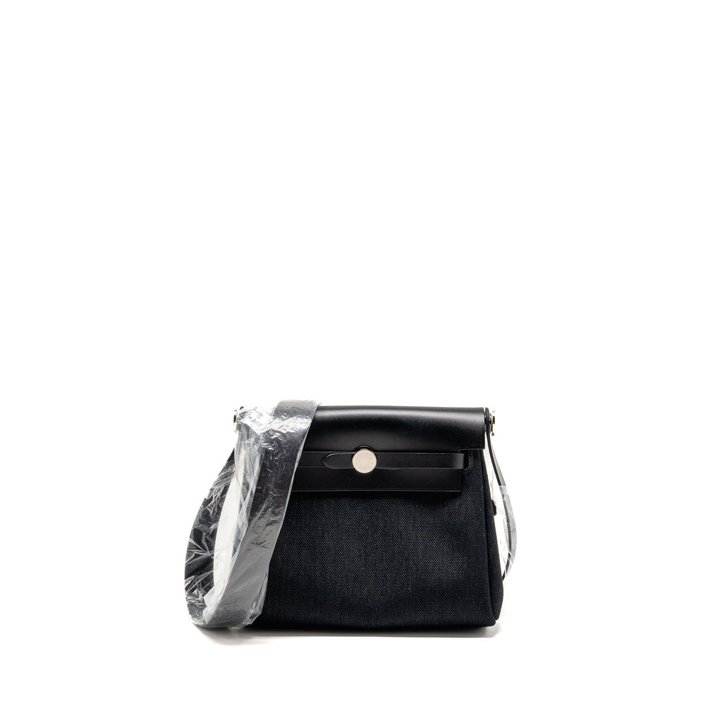 Hermes Mini Herbag Canvas/Hunter Leather Black SHW