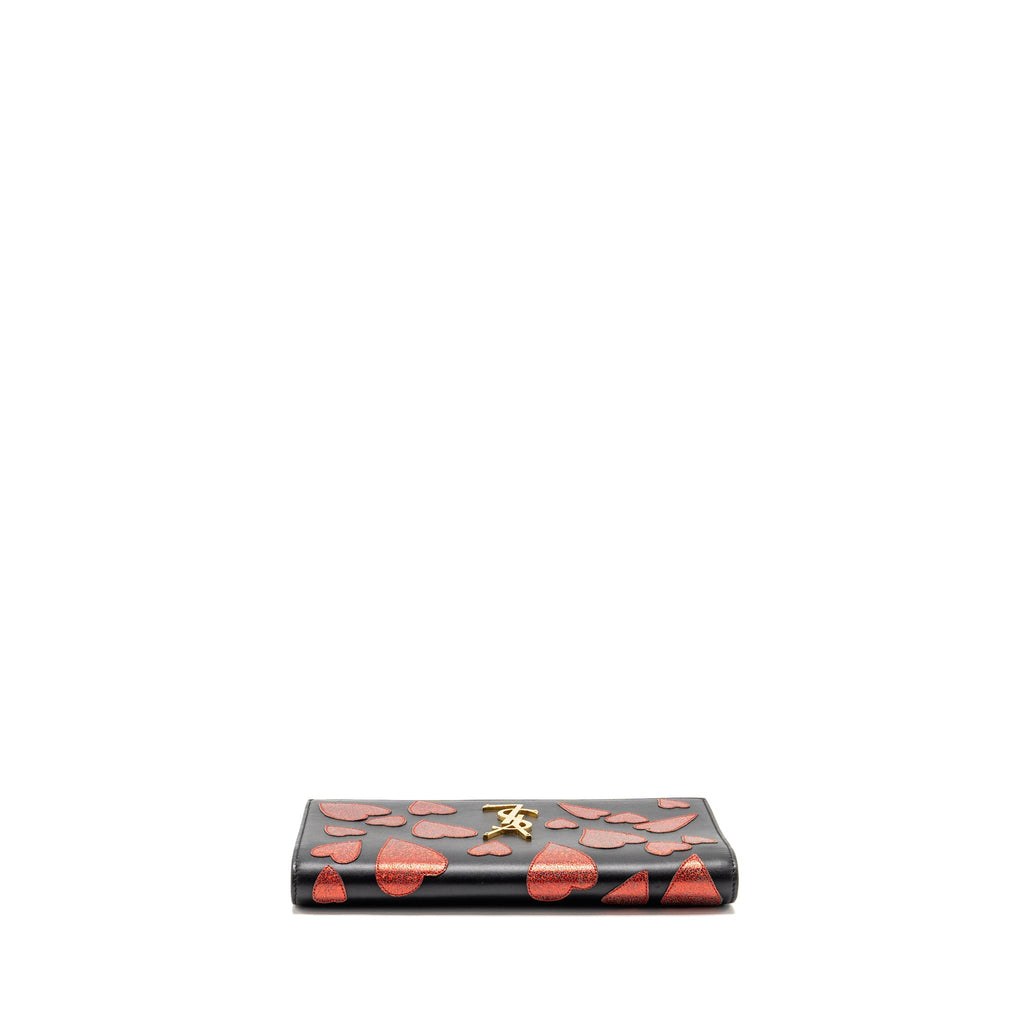 Saint Laurent/YSL Small Hearts Kate Clutch Calfskin Black/Metallic Red GHW