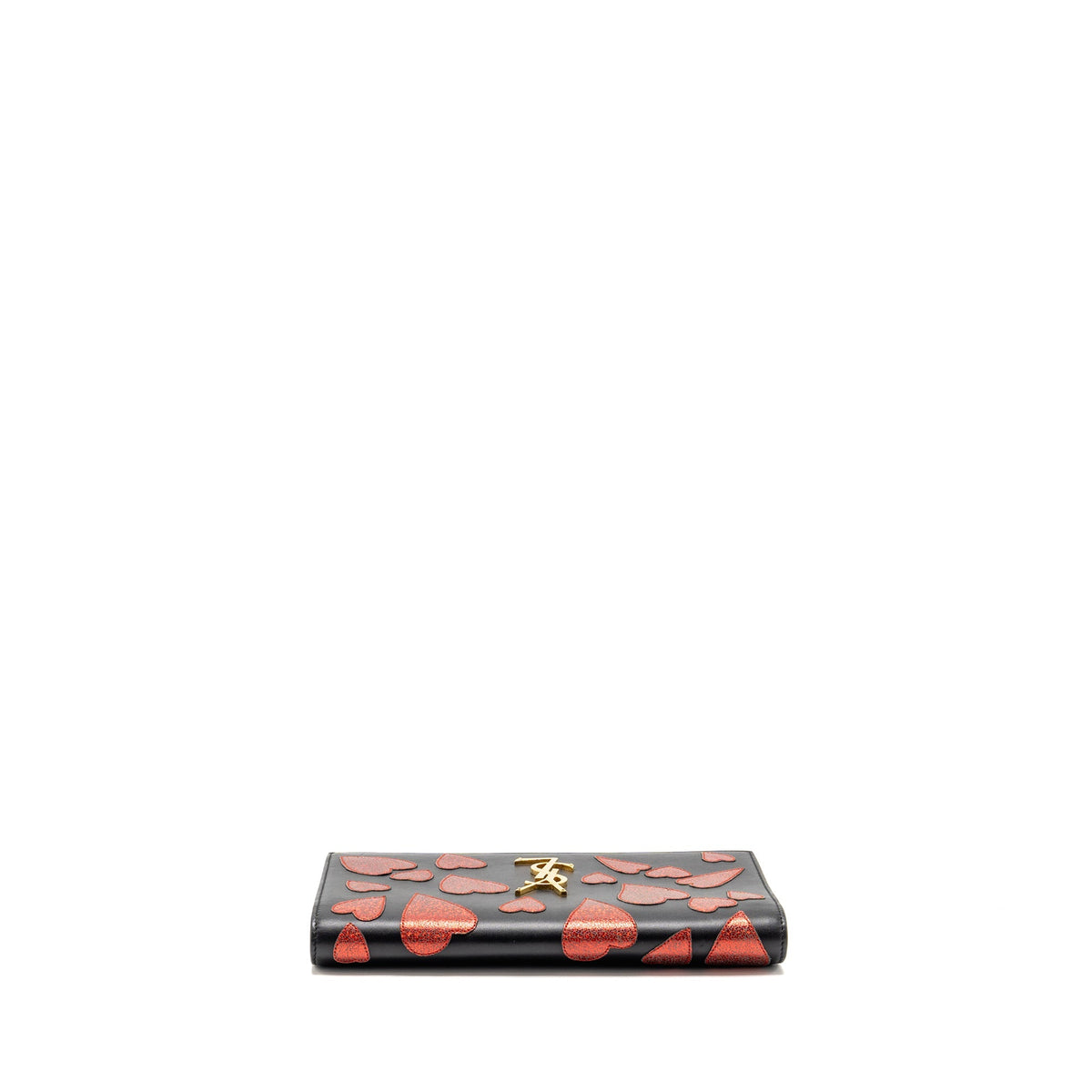 Saint Laurent/YSL Small Hearts Kate Clutch Calfskin Black/Metallic Red GHW