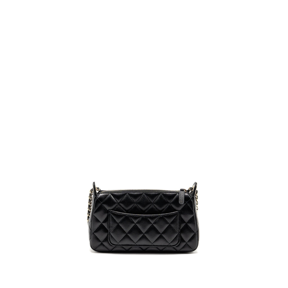 CHANEL 25A ZIP CLUTCH WITH CHAIN CAVIAR BLACK LGHW (MICROCHIP)