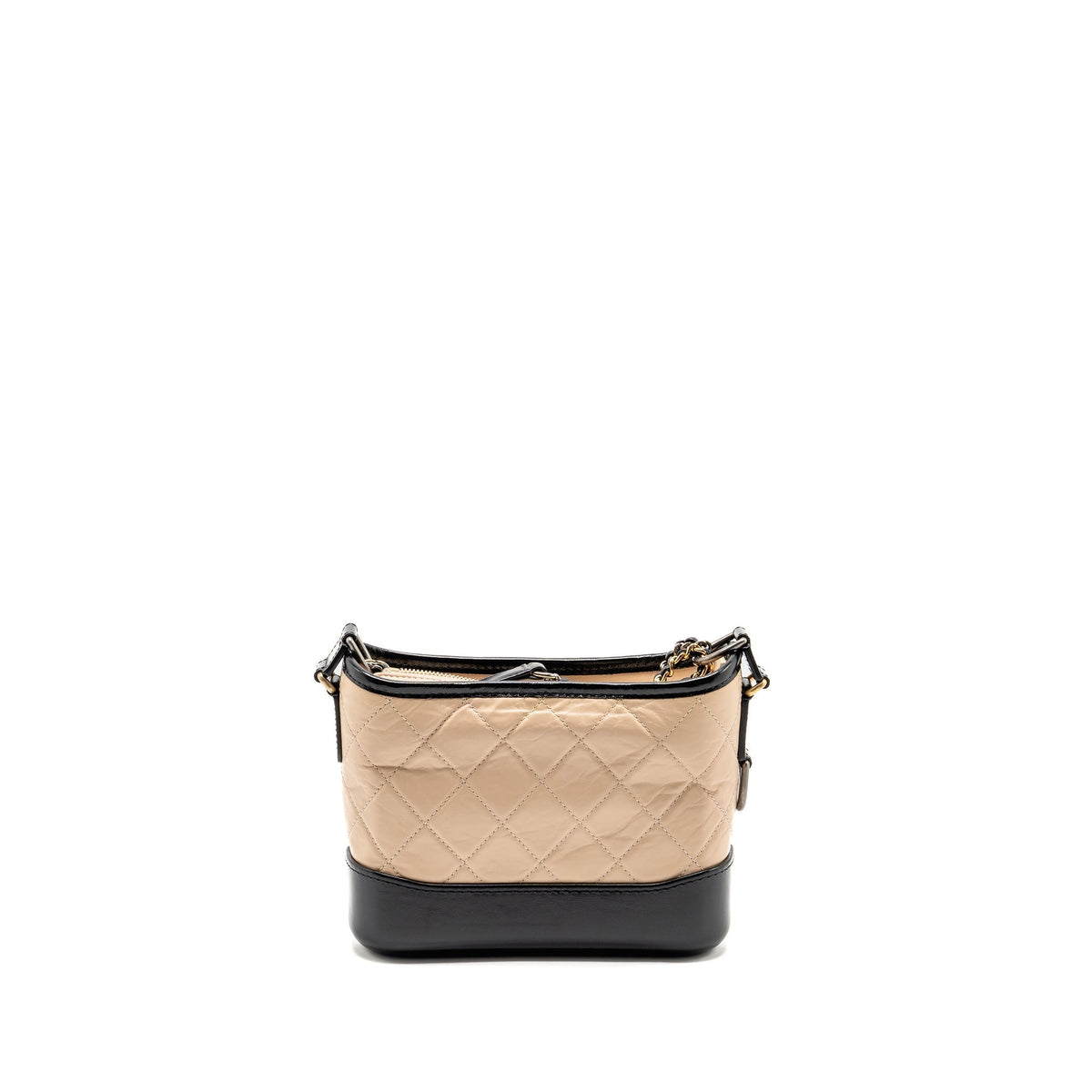 CHANEL SMALL GABRIELLE HOBO BAG AGED CALFSKIN BEIGE/BLACK MULTICOLOURED HARDWARE