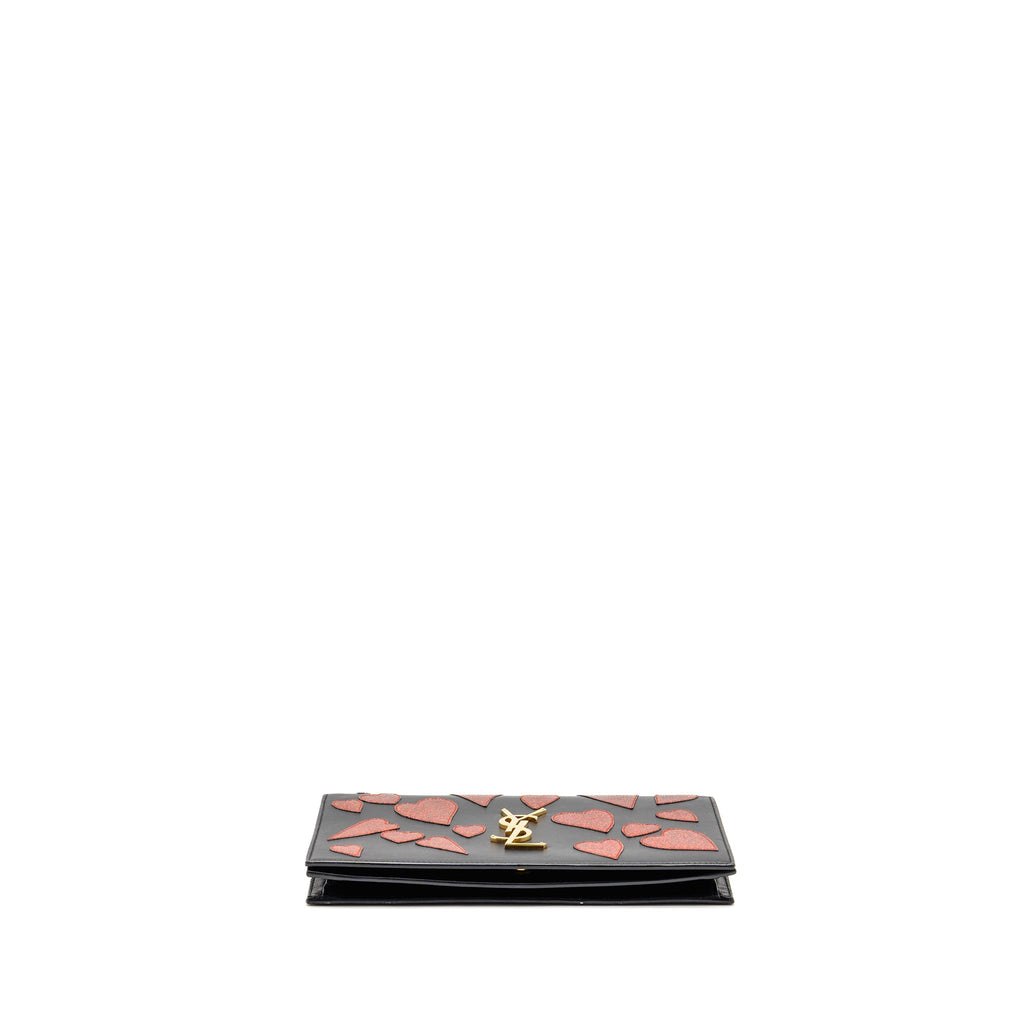 Saint Laurent/YSL Small Hearts Kate Clutch Calfskin Black/Metallic Red GHW