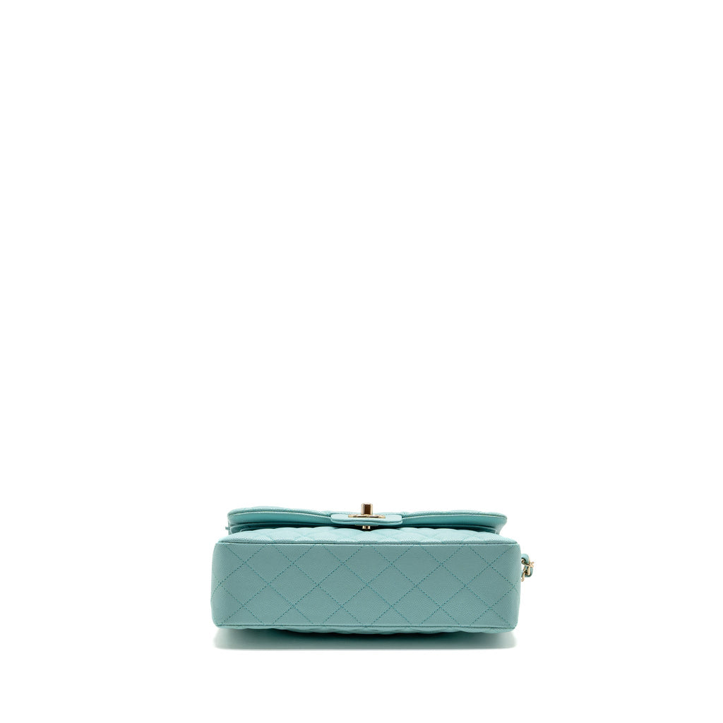 Chanel Small Classic Double Flap Bag Caviar Tiffany Blue LGHW