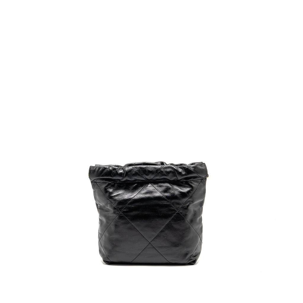 CHANEL MINI 22 BAG SHINY CALFSKIN BLACK GHW (MICROCHIP)