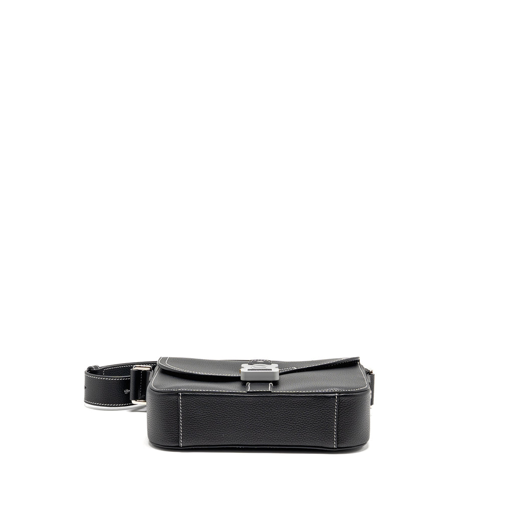 DIOR MEDIUM SADDLE FLAP MESSENGER BAG GRAINED CALFSKIN BLACK GHW