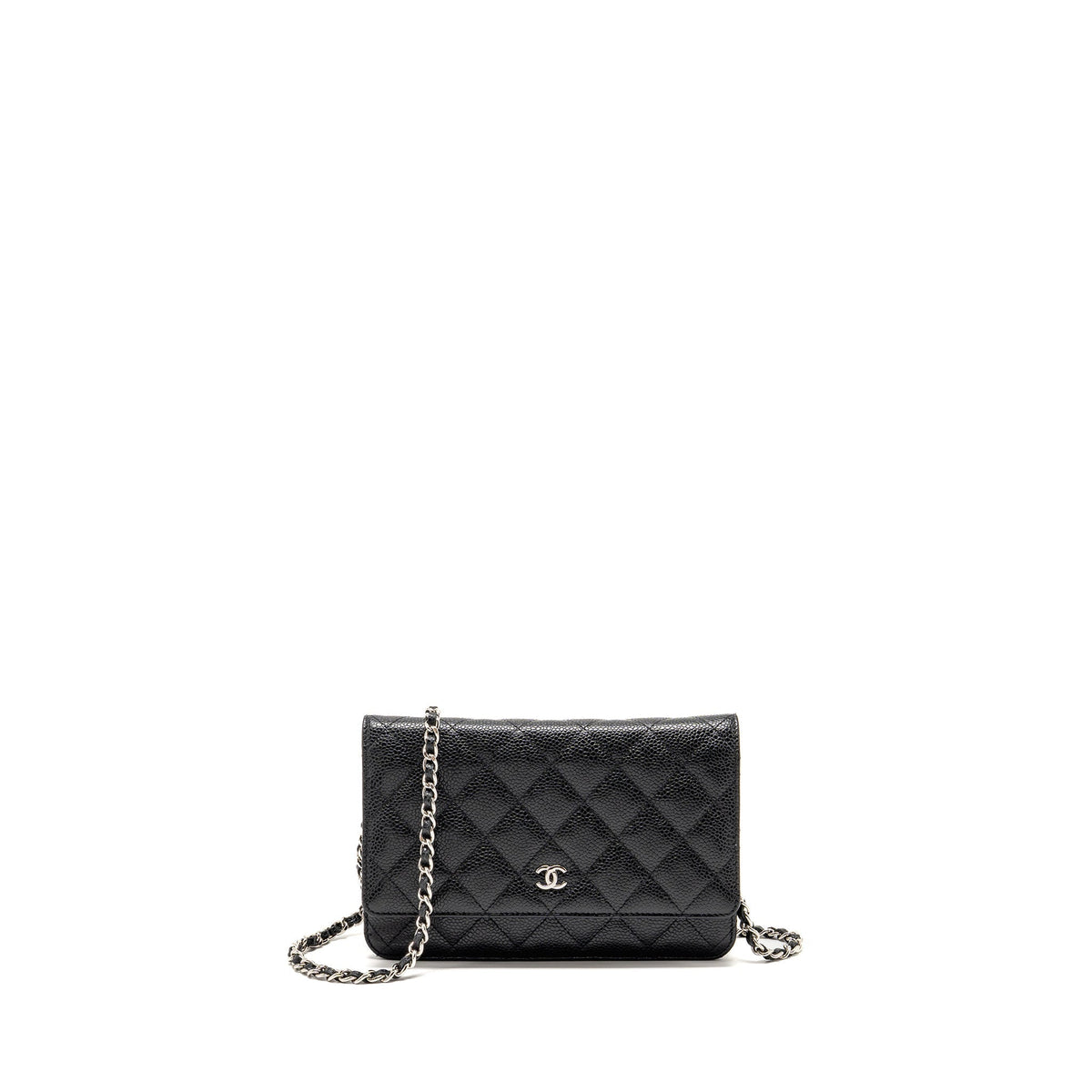 CHANEL CLASSIC WALLET ON CHAIN CAVIAR BLACK SHW (MICROCHIP)
