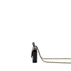 CHANEL MINI TOP HANDLE FLAP COIN PURSE WITH CHAIN LAMBSKIN BLACK LGHW