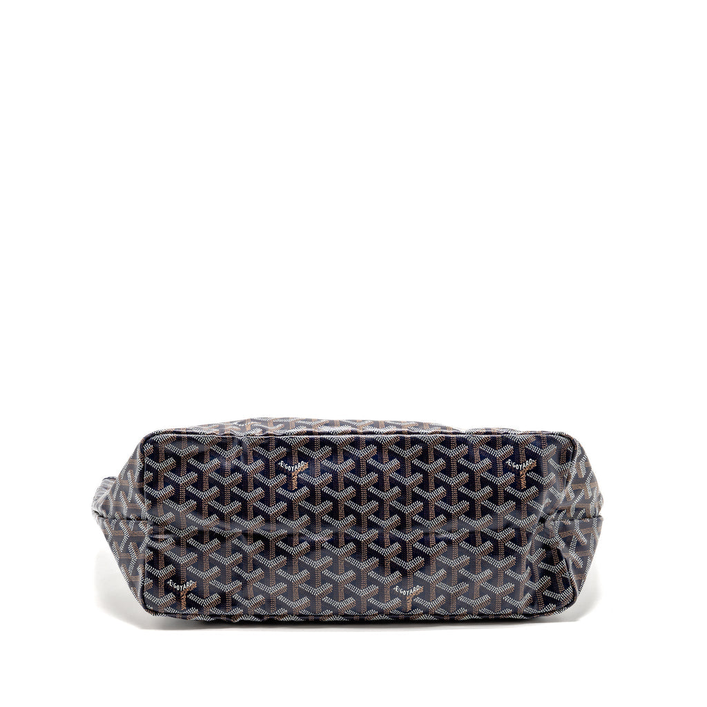 GOYARD SAINT LOUIS PM TOTE GOYARDINE CANVAS/CALFSKIN NAVY BLUE SHW