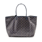 GOYARD SAINT LOUIS PM TOTE GOYARDINE CANVAS/CALFSKIN NAVY BLUE SHW