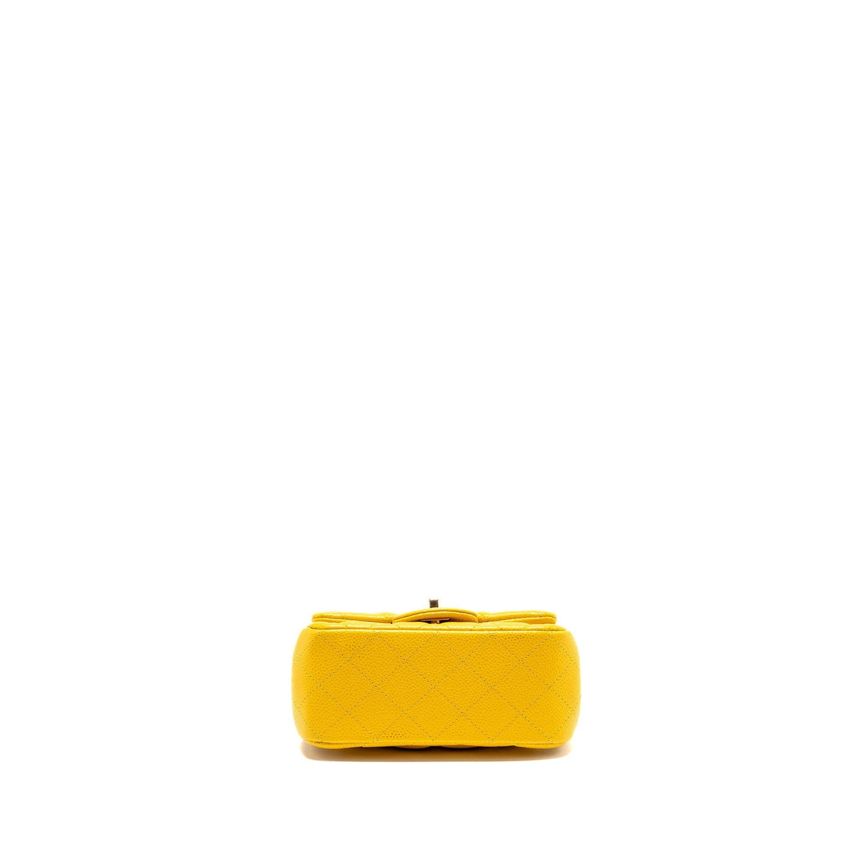 CHANEL CLASSIC MINI SQUARE FLAP BAG CAVIAR YELLOW LGHW