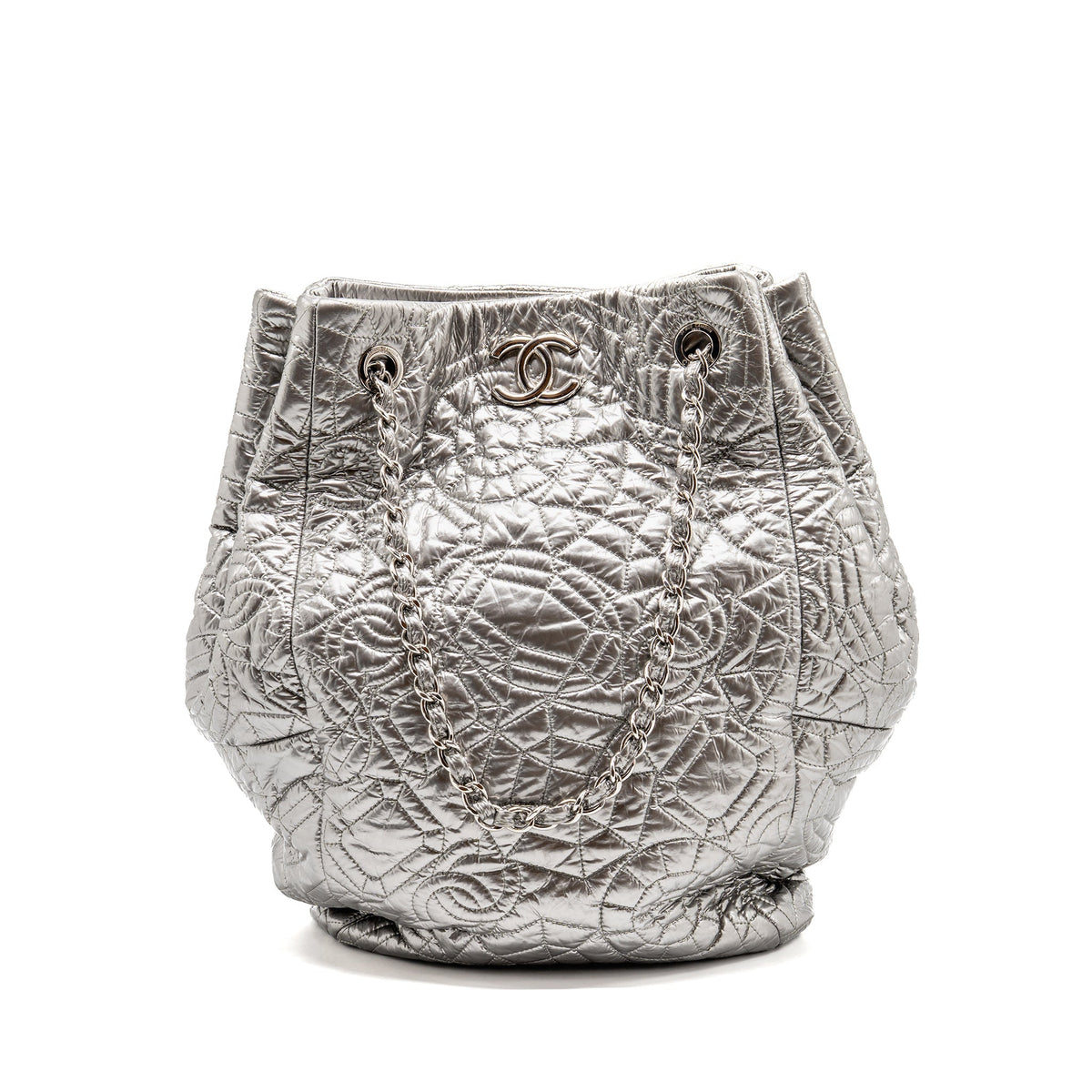 Chanel Vinyl Graphic Edge tote Polyethylene Silver SHW